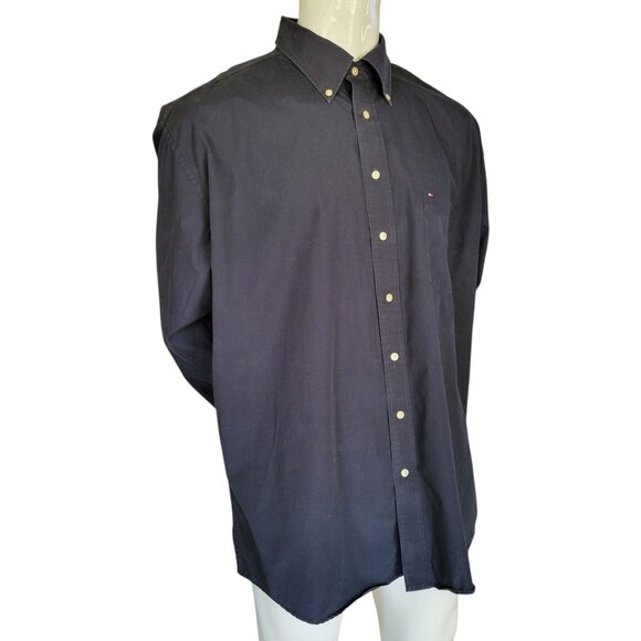 Tommy Hilfiger Mens Black Cotton Button-Up Shirt (Size XXL) - Picture 7 of 7